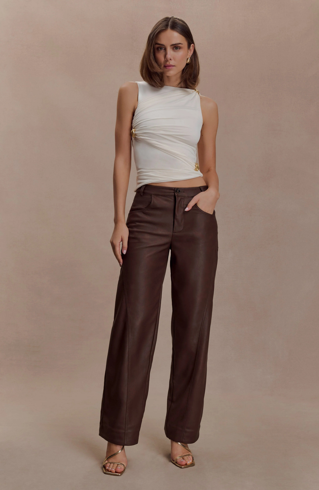 Atelier Leather Mid Rise Pants