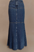 Silk Denim Maxi Skirt