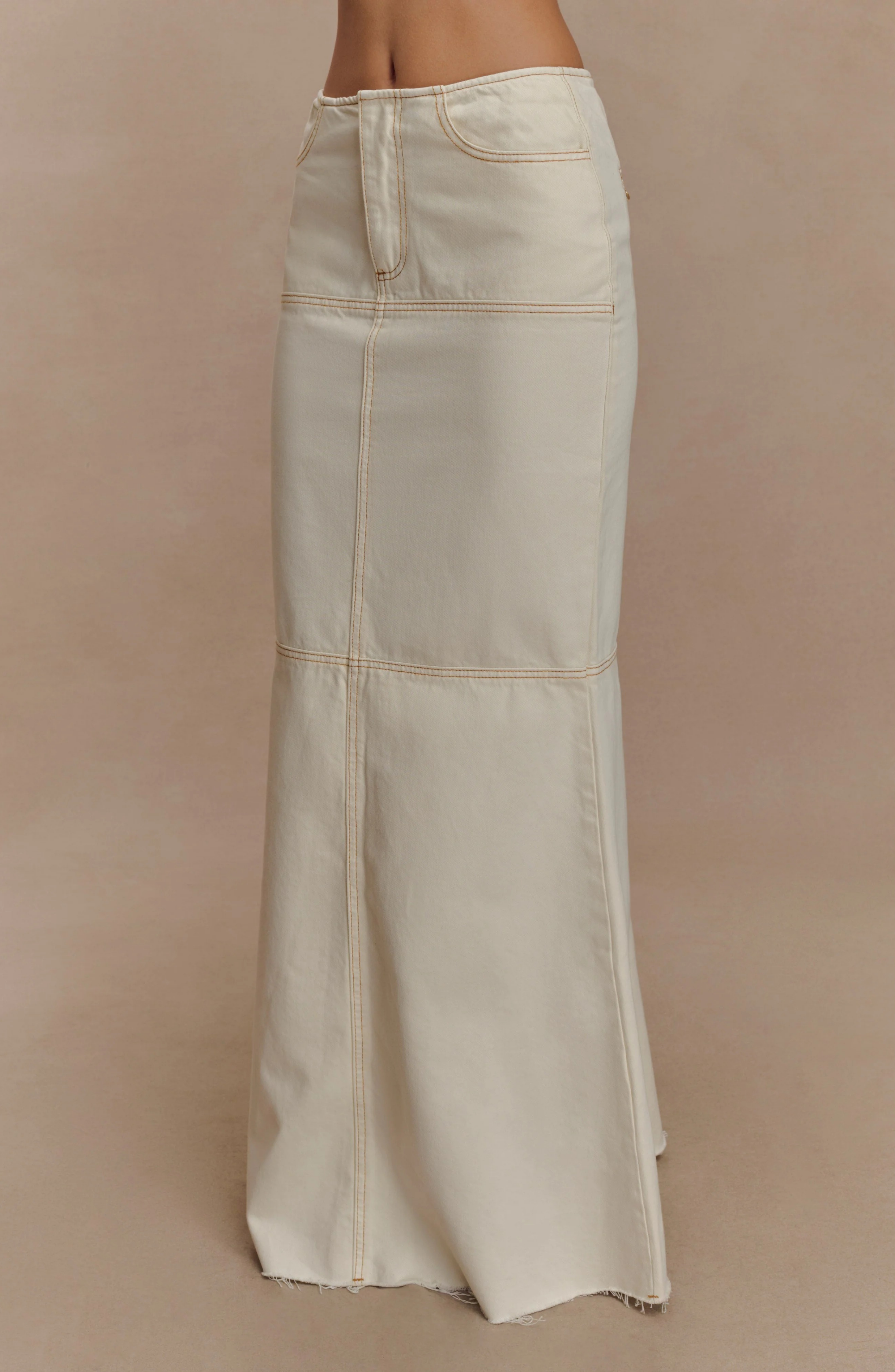 Silk Denim Maxi Skirt