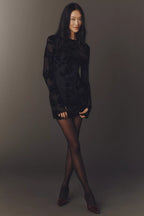 Mizra Mesh Long Sleeve Mini Dress