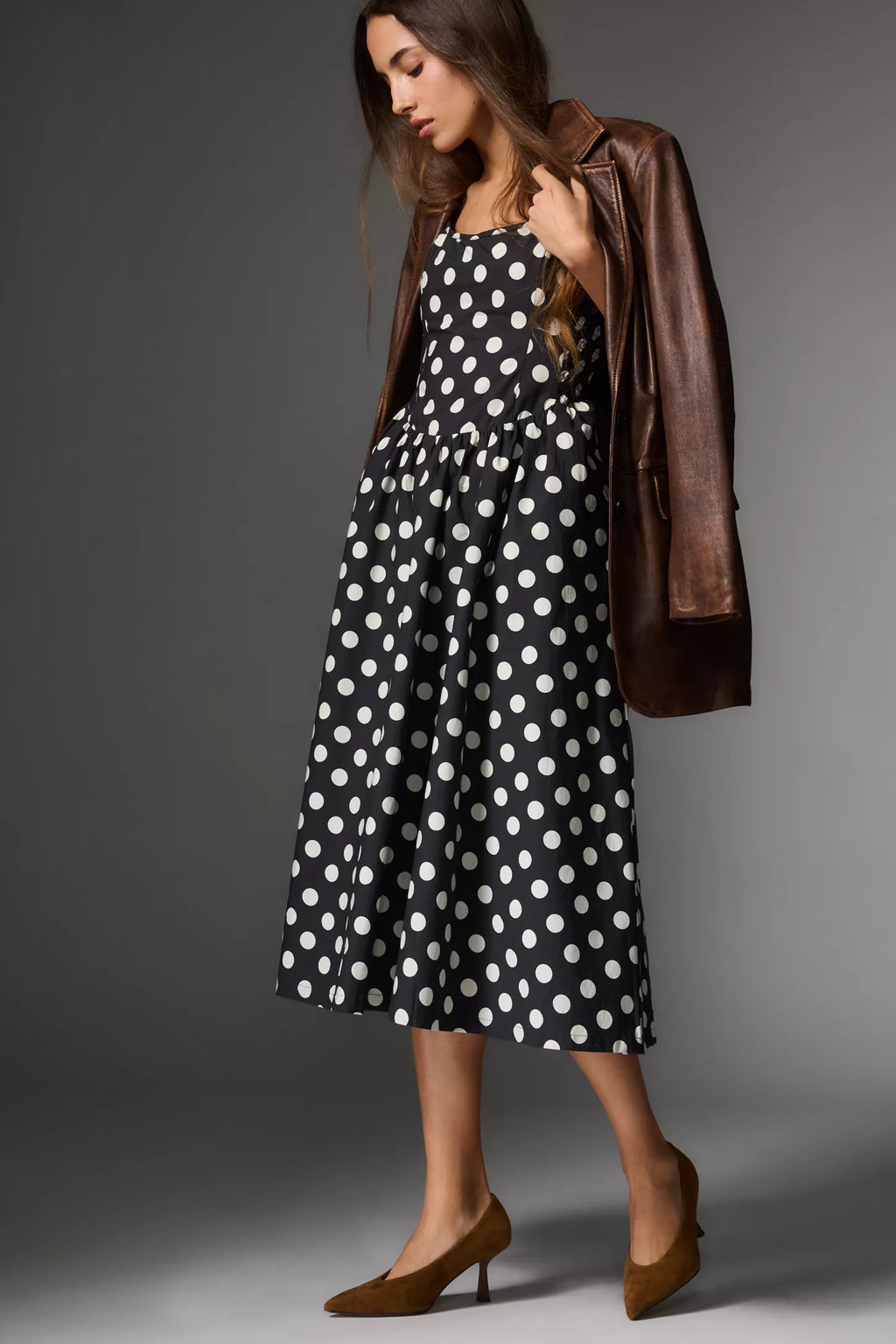 Sleeveless Polkadot Midi Dress