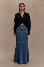 Silk Denim Maxi Skirt
