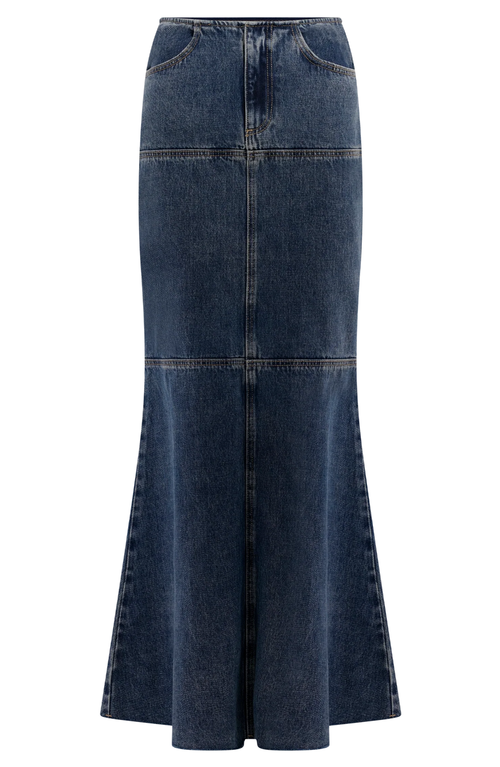 Silk Denim Maxi Skirt