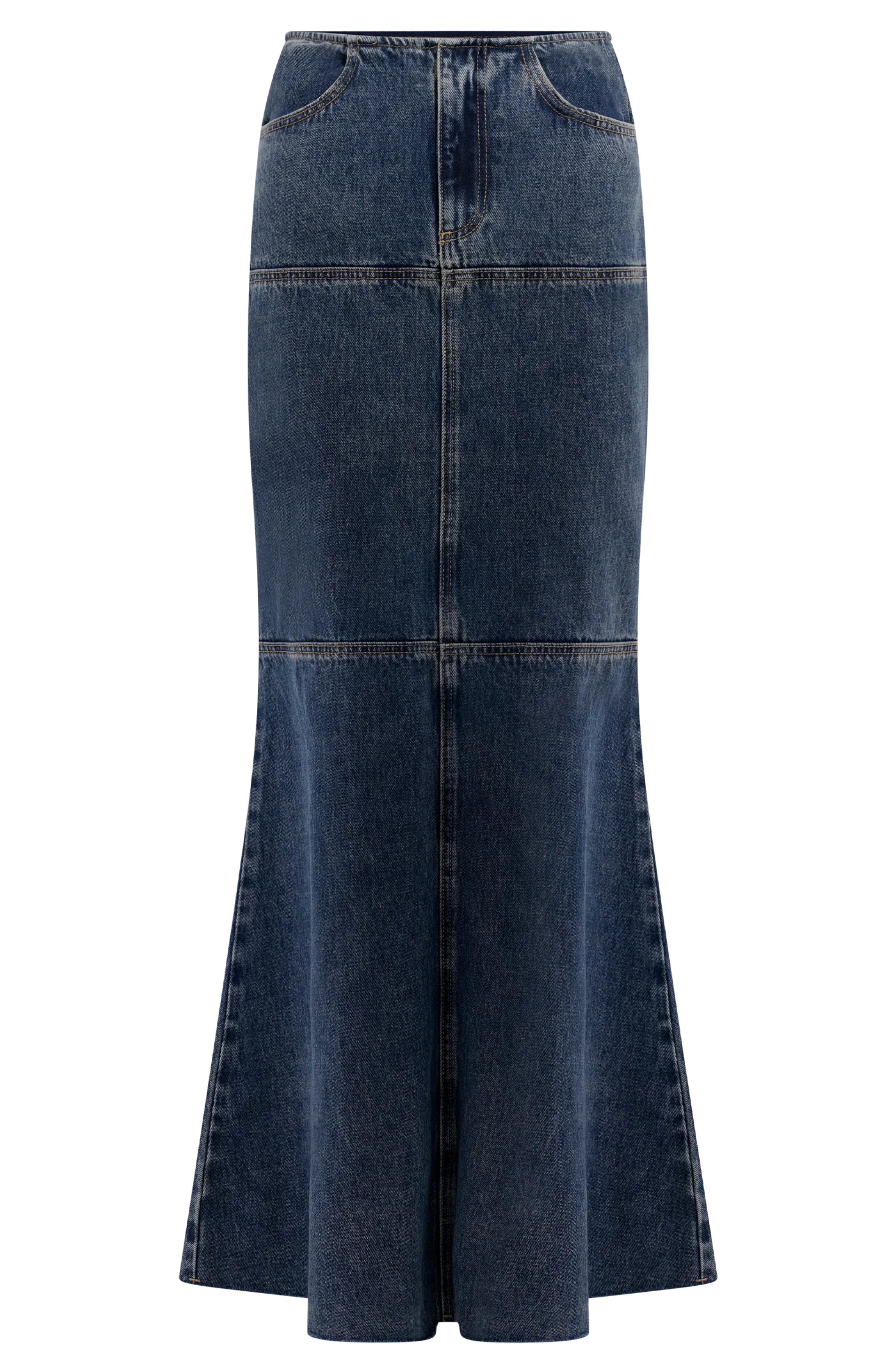 Silk Denim Maxi Skirt