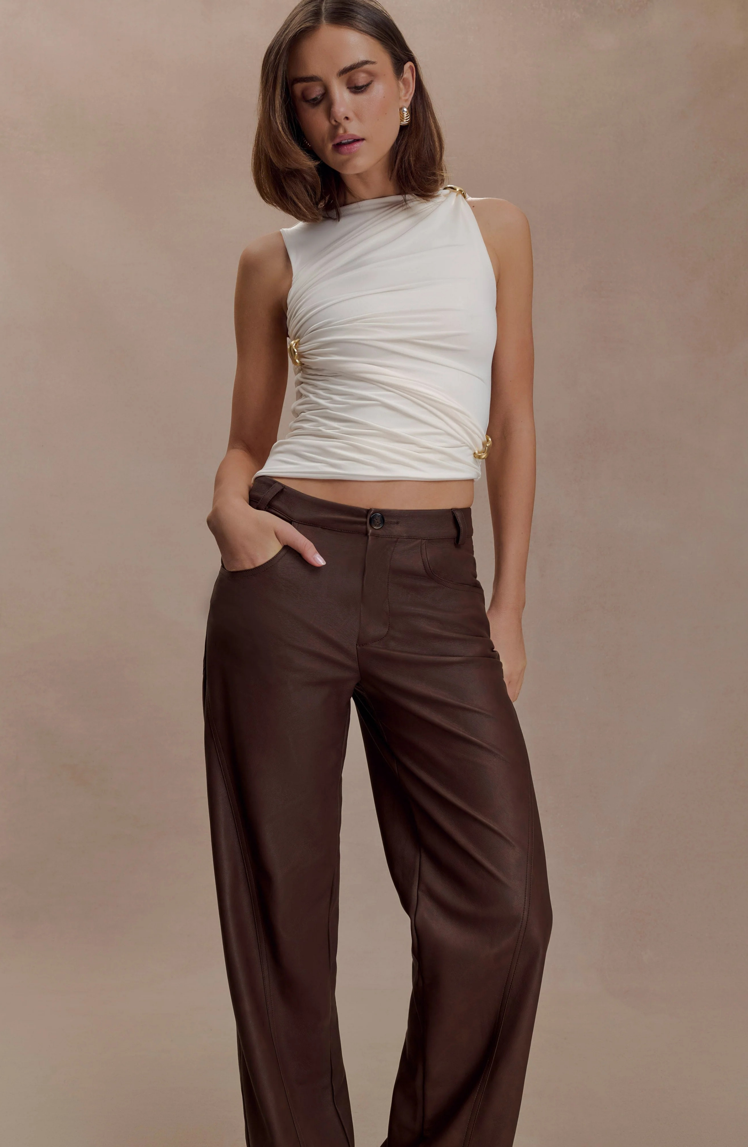 Atelier Leather Mid Rise Pants