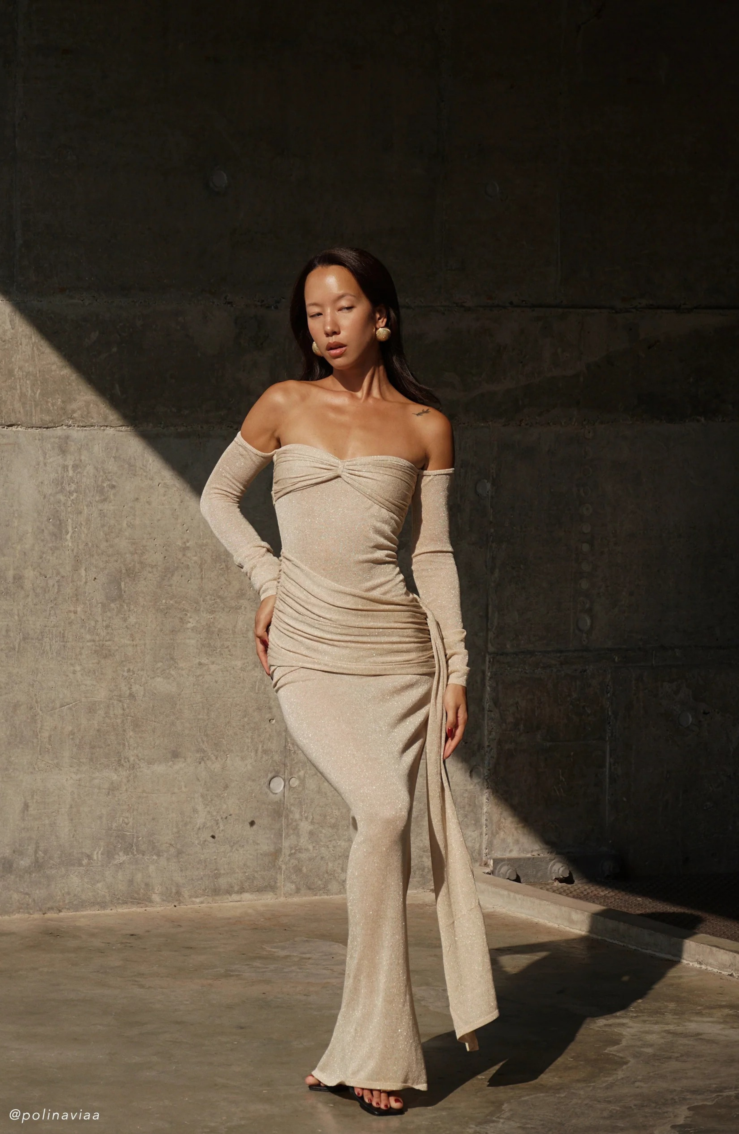 Empire Gold Diamanté Maxi dress